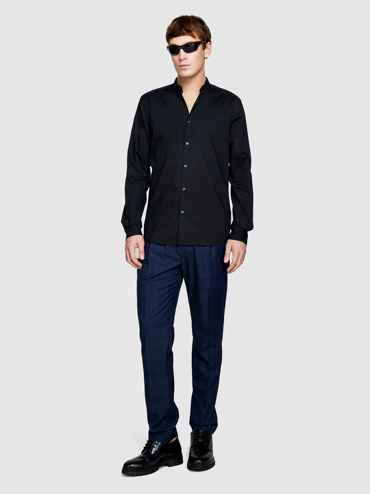 Mandarin collar shirt - men's slim fit shirts - Black | Sisley image number 1